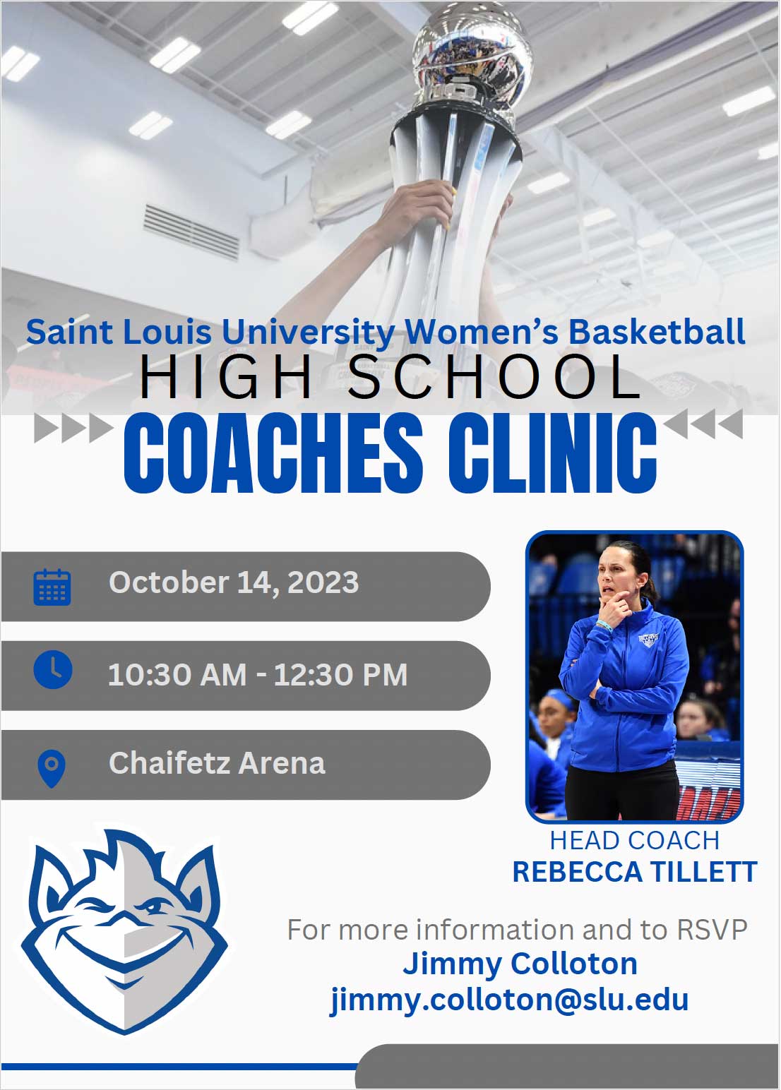 Saint Louis University Women's Basketball High School Coaches Clinic flyer